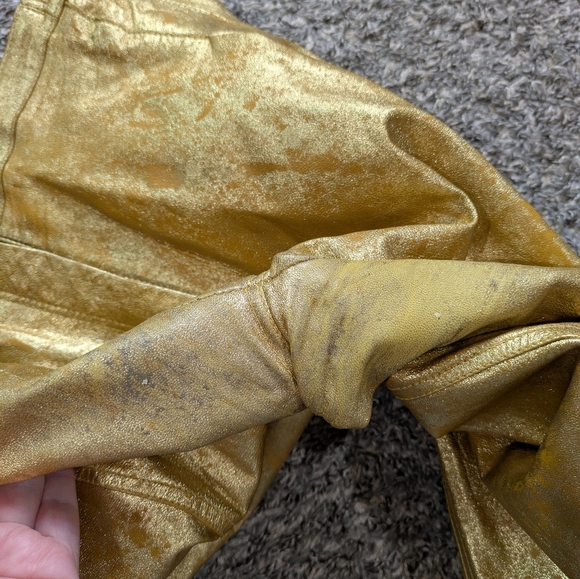 Vintage Distressed Gold Wide Leg Leather Pant 1X - Picture 10 of 14